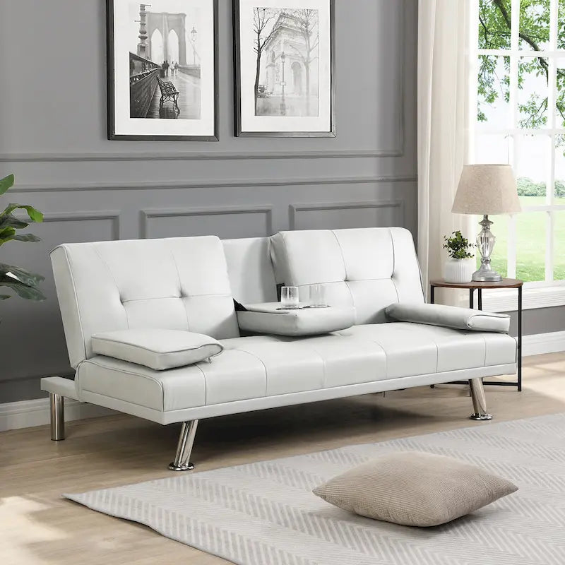 66.1 PVC Loveseat Sofa Bed with Wood Frame and Stainless Legs