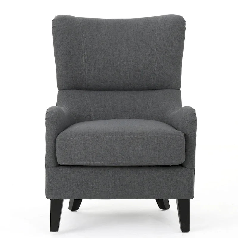 Fauteuil d'appoint dossier haut Charcoal 27 avec dossier à oreilles et pieds en bouleau