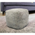 18 Pouf ottoman cube en laine grise