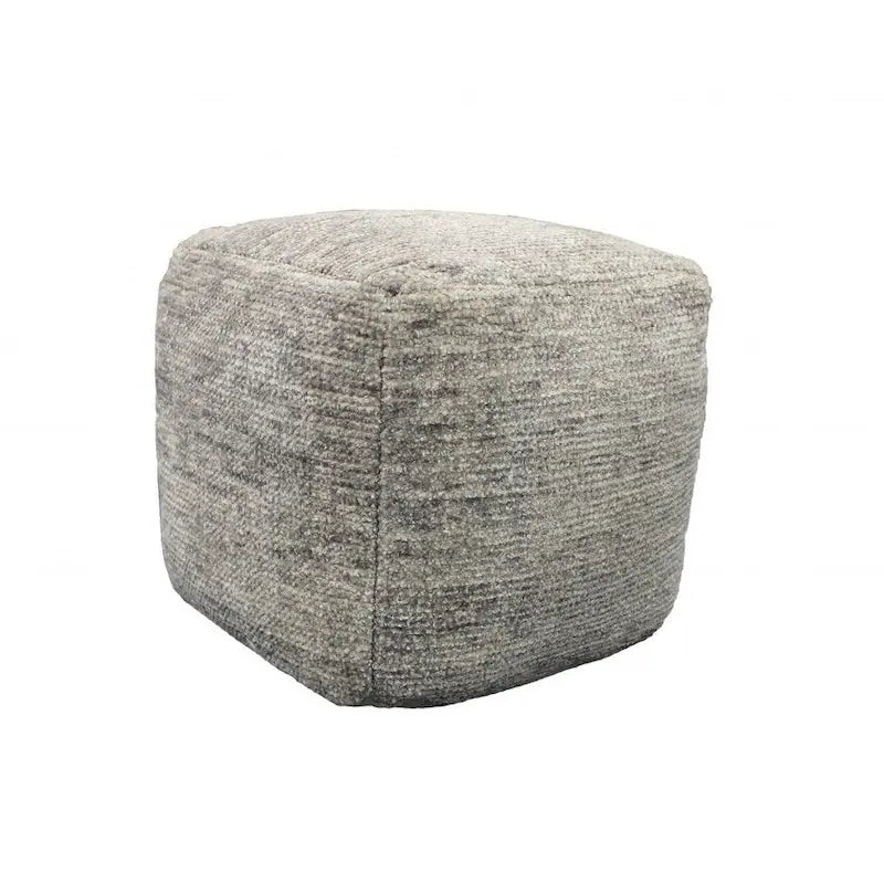 18 Pouf ottoman cube en laine grise