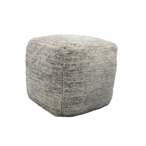 18 Pouf ottoman cube en laine grise