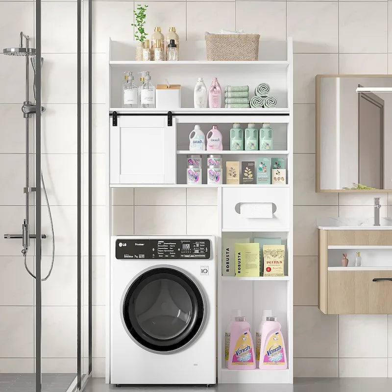 Meuble de rangement sur les toilettes Javlergo avec cadre en métal et étagères de rangement, organisateur de salle de bain avec étagères réglables