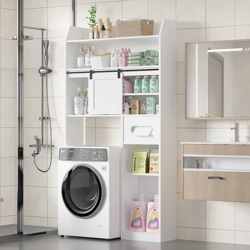 Meuble de rangement sur les toilettes Javlergo avec cadre en métal et étagères de rangement, organisateur de salle de bain avec étagères réglables