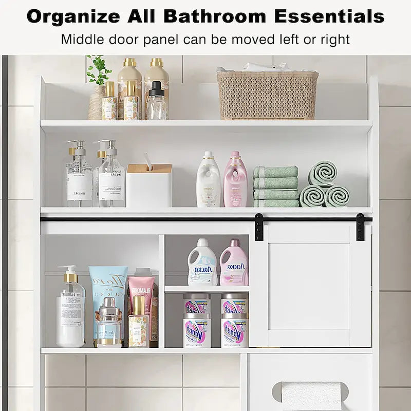 Meuble de rangement sur les toilettes Javlergo avec cadre en métal et étagères de rangement, organisateur de salle de bain avec étagères réglables