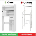 Meuble de Rangement Sur Pied Pour Toilettes avec Cadre en Métal et Étagères de Rangement, Organiseur de Salle de Bain avec Étagères Réglables