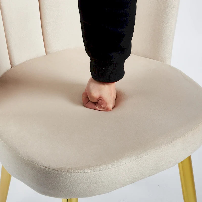 Chaises de salle à manger en velours avec pieds dorés (Lot de 2)