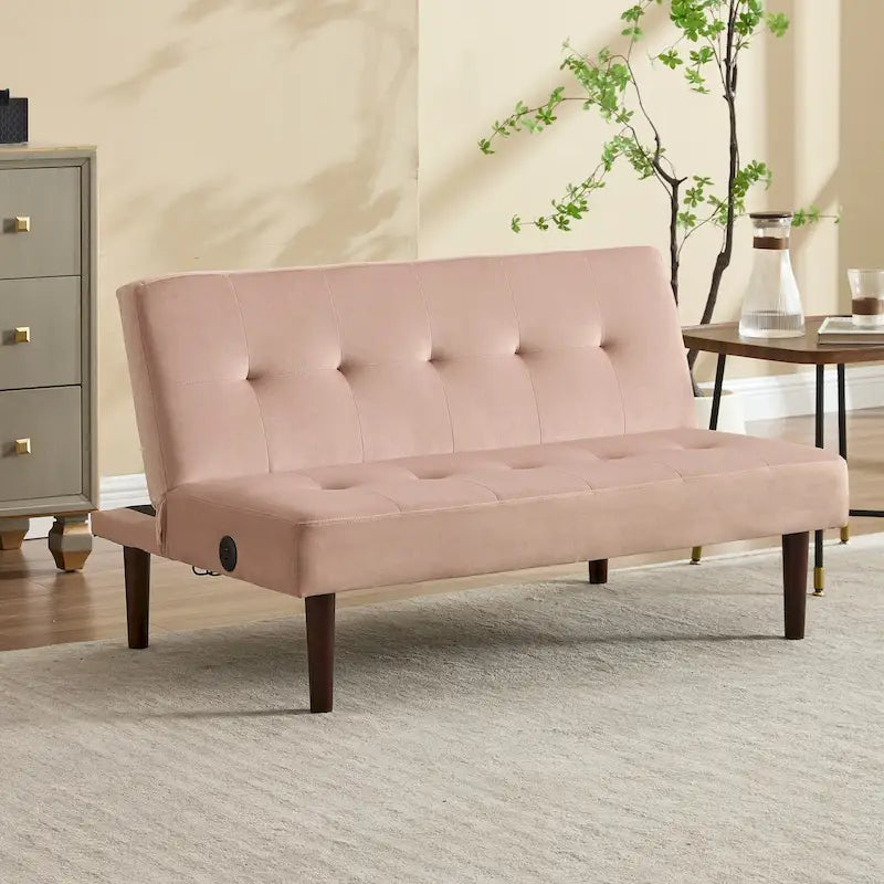 Mini canapé futon pliant, petite causeuse de 45 pouces avec dossier réglable et port de charge, fauteuil inclinable moderne convertible en lit