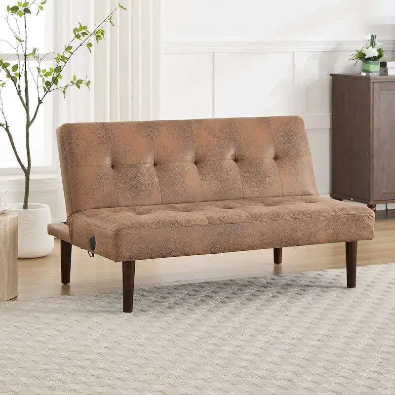 Mini canapé futon pliant, petite causeuse de 45 pouces avec dossier réglable et port de charge, fauteuil inclinable moderne convertible en lit