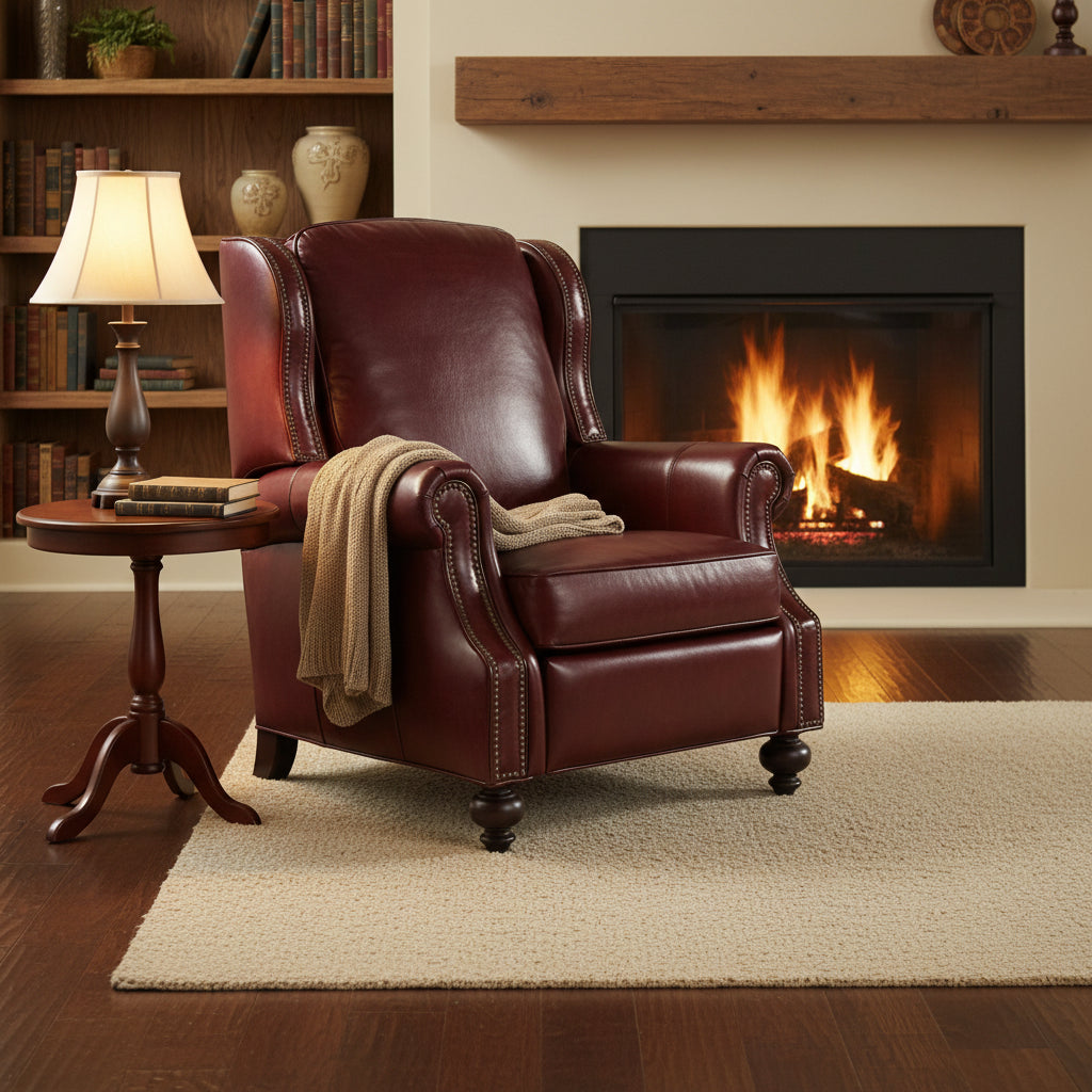 Hooker Furniture 34 Inch Wide Leather Recliner from the Drake