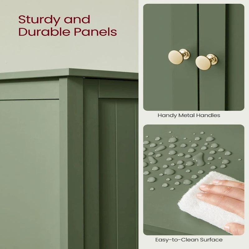 Meuble de rangement moderne vert forêt pour salle de bain avec étagères réglables et design peu encombrant - 11,8P x 23,6L x 31,5H