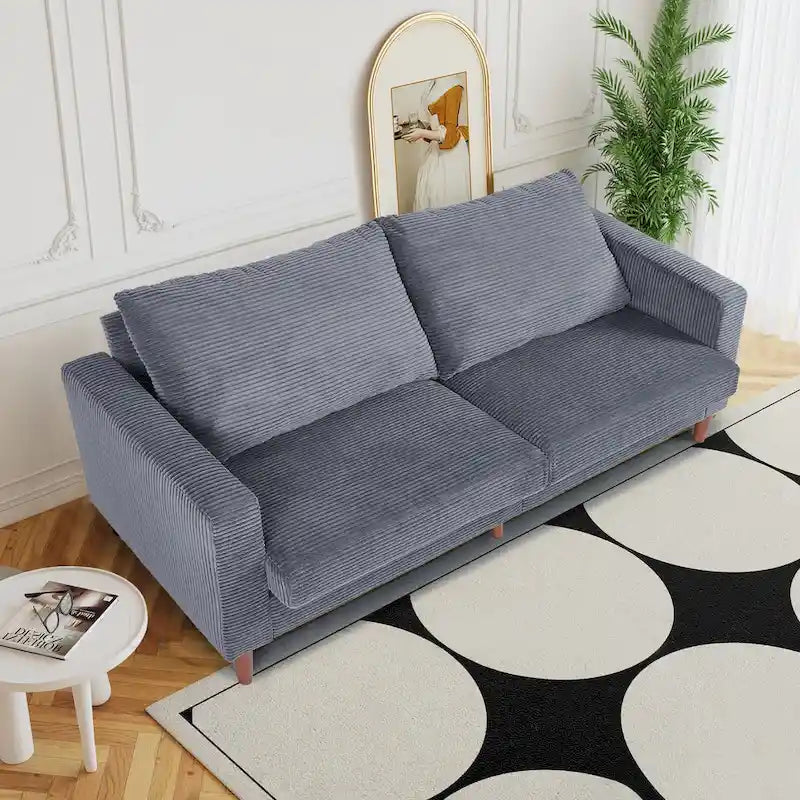 82.68 in. L Corduroy Mid-Century Modern Rectangle 2-Seater Loveseat with Square Arm