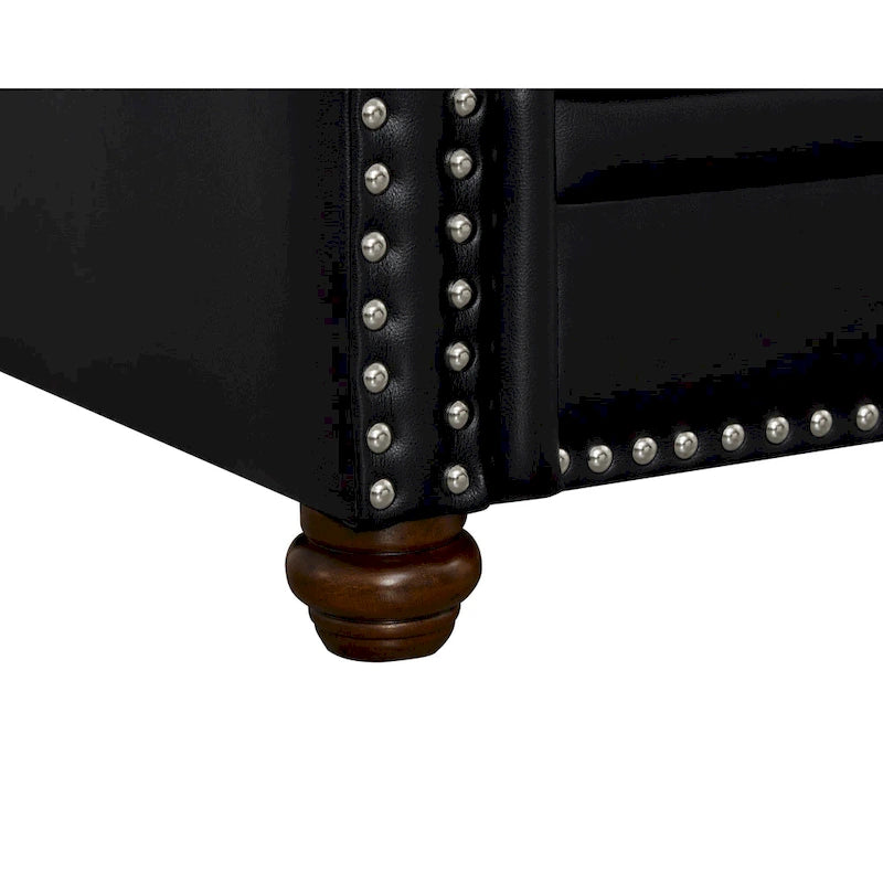 Canapé 3 places 82,68 en cuir PU avec rangement, structure en bois massif et métal, 6 pieds de support, coffres de rangement sous l'assise