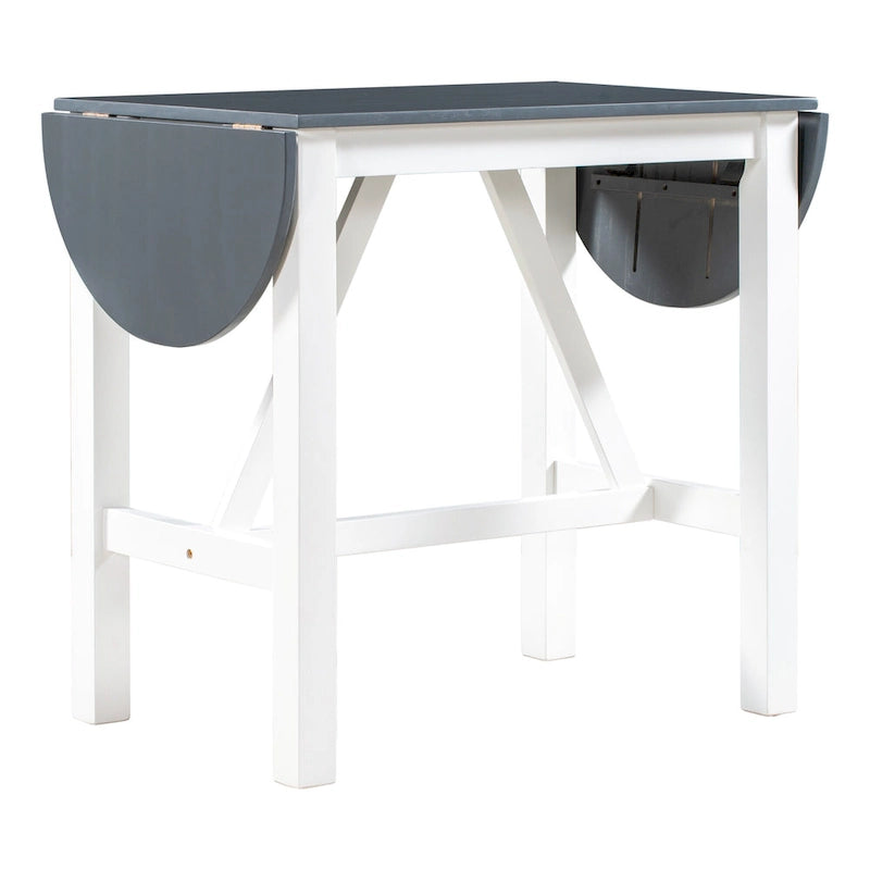 Ensemble de salle à manger de 3 pièces en bois, hauteur comptoir, avec table à rabat et 2 chaises