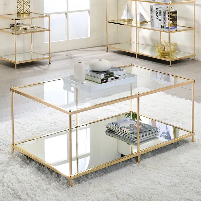 Table basse à 1 étagère en verre Scoles Contemporary de 42 po