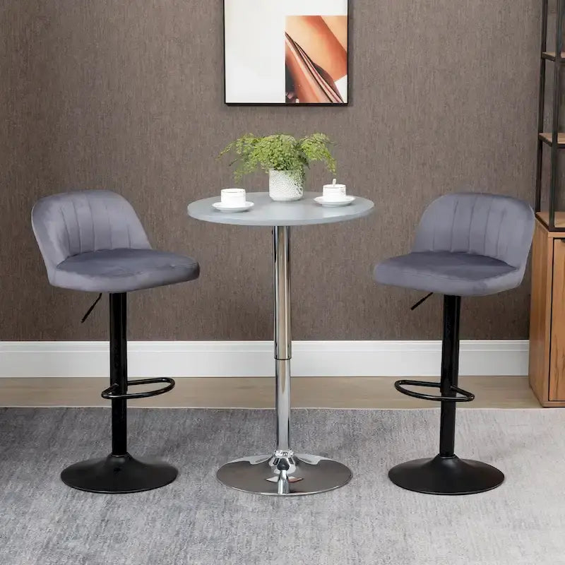 Tabourets de bar réglables en velours à hauteur de comptoir, tabouret de cuisine rembourré avec siège pivotant, structure en acier