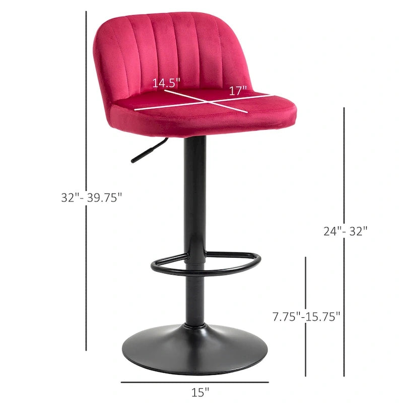 Tabourets de bar réglables en velours à hauteur de comptoir, tabouret de cuisine rembourré avec siège pivotant, structure en acier