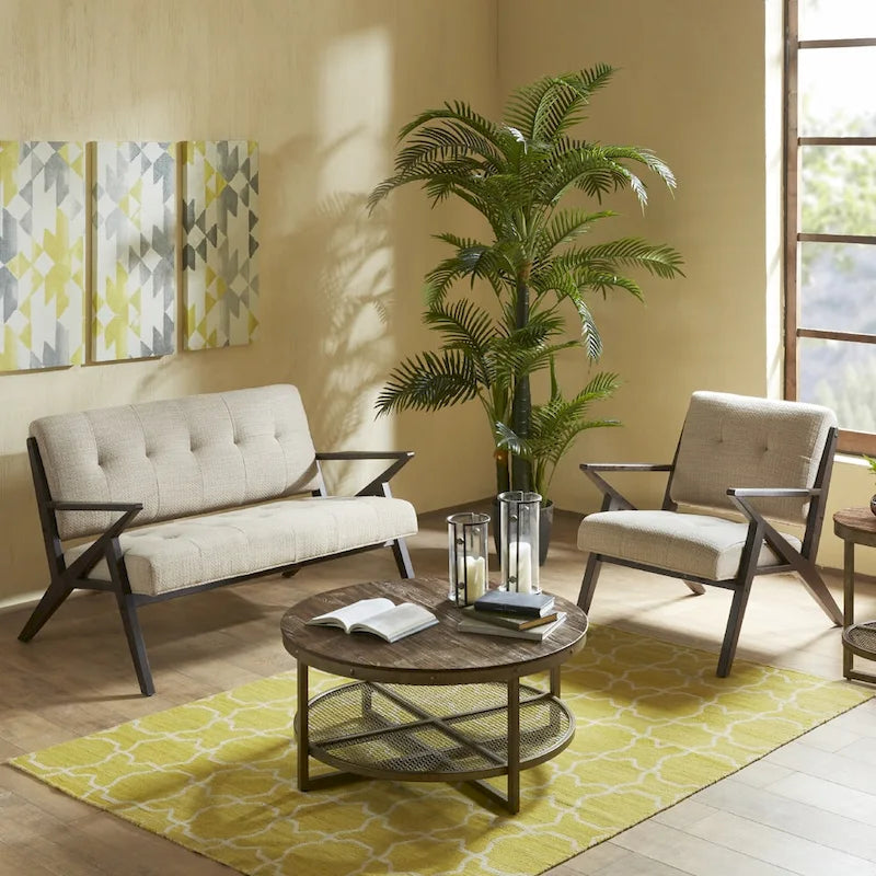 Fauteuil rembourré Rocket avec cadre en bois oblique