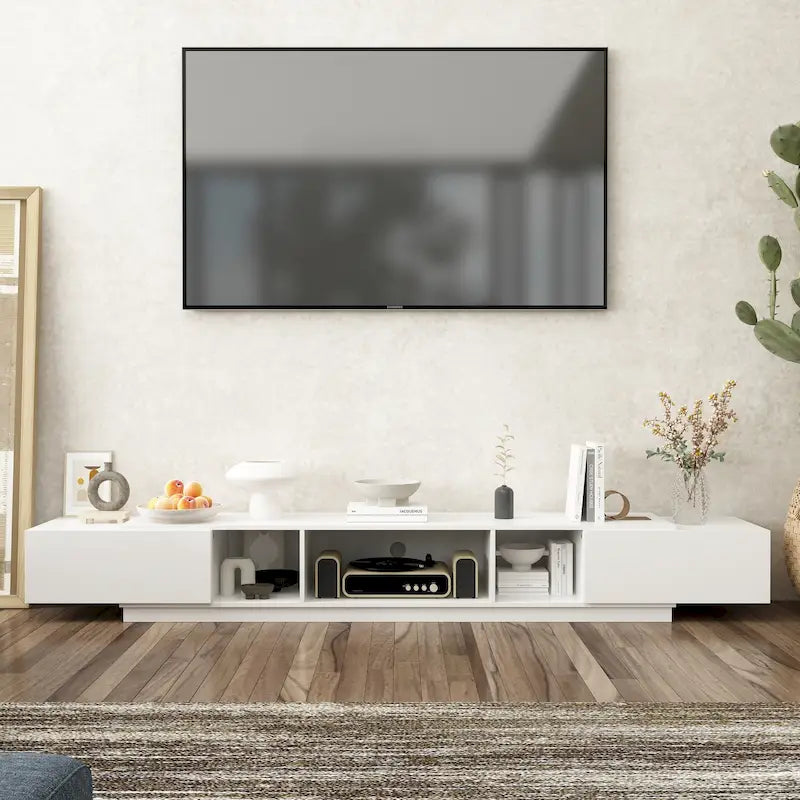 Meuble TV pour 90 pouces, Meuble TV multimédia, Console multimédia pour centre de divertissement