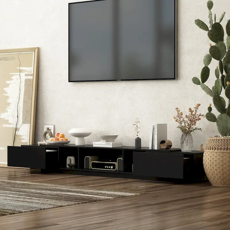 Meuble TV pour 90 pouces, Meuble TV multimédia, Console multimédia pour centre de divertissement