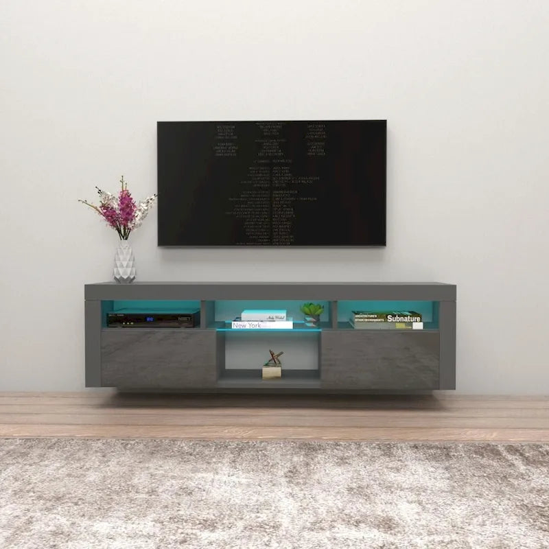 Meuble TV flottant mural Bari 160 avec 16 couleurs de LED