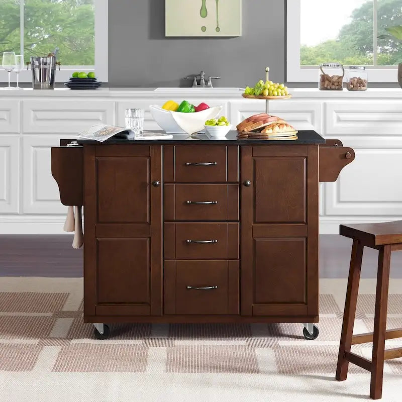 Desserte de cuisine Crosley Eleanor avec plateau en granit noir – 18 prof. x 51,5 larg. x 35,25 haut.