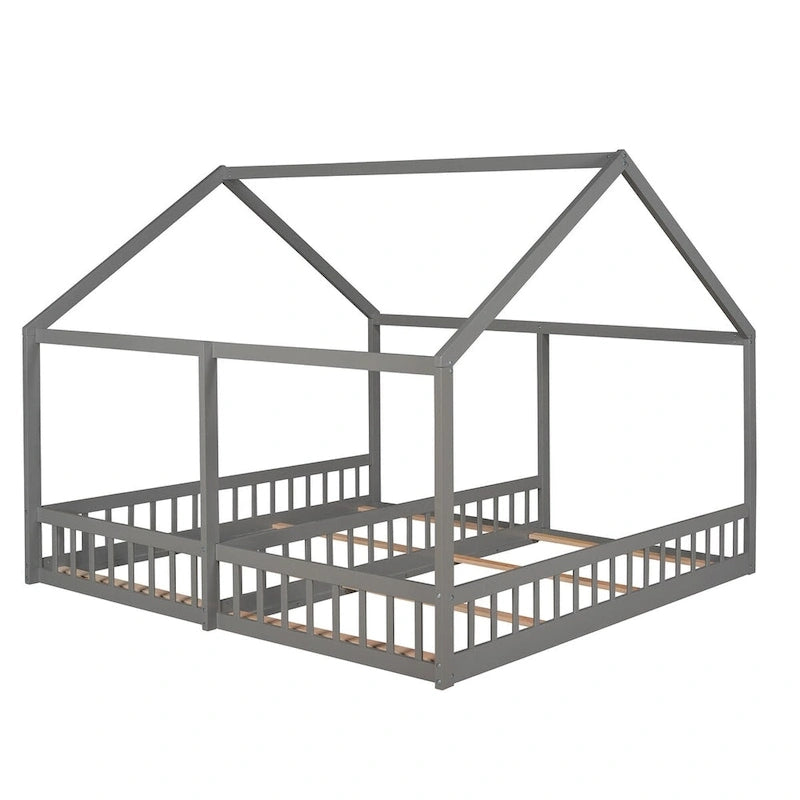 Lits plateformes de maison de taille double, Deux lits partagés