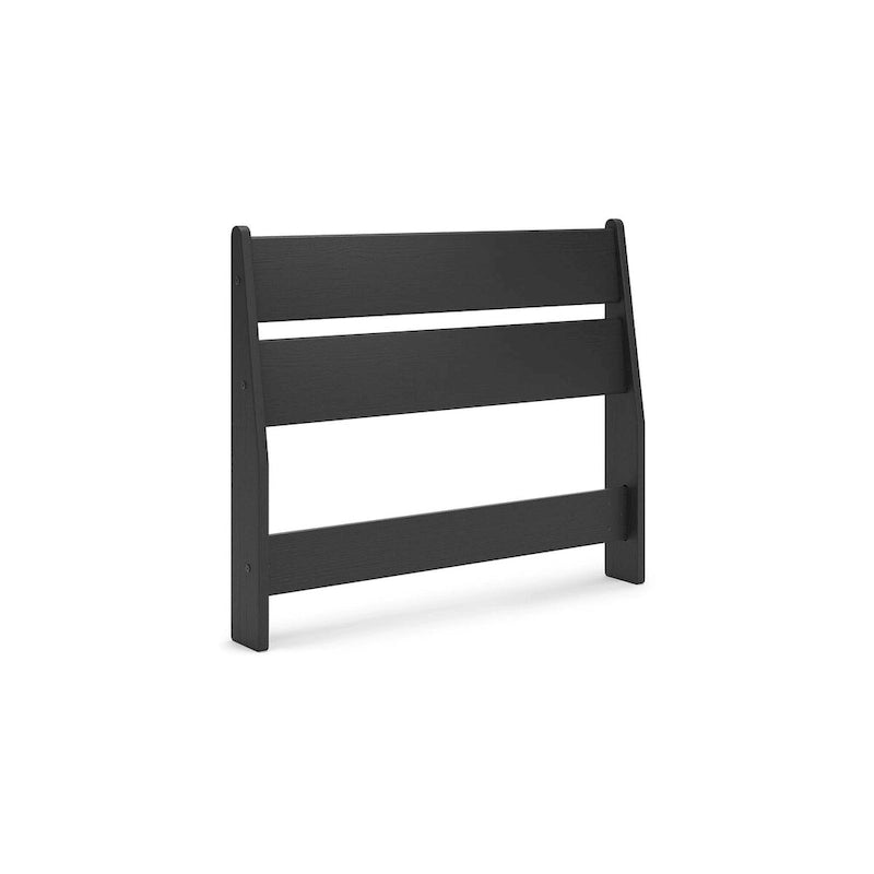 Tête de lit Socalle noire avec commode et table de chevet