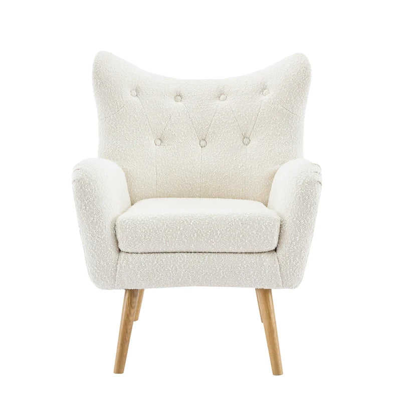Fauteuil club capitonné Almond Boucle Wingback