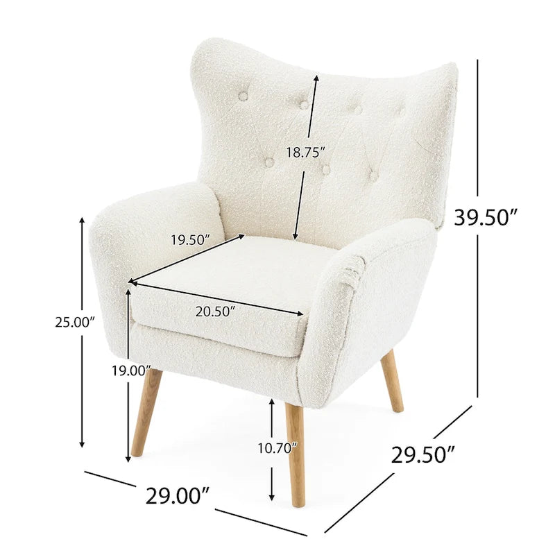 Fauteuil club capitonné Almond Boucle Wingback