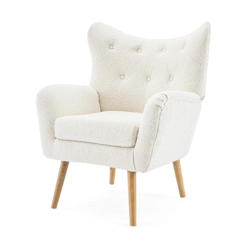 Fauteuil club capitonné Almond Boucle Wingback