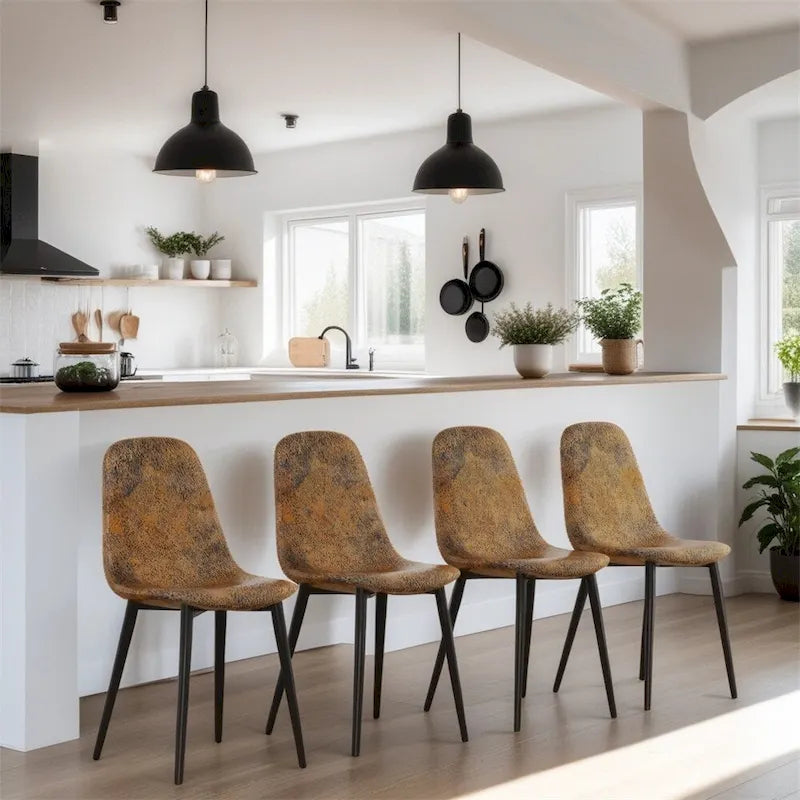 Chaises de salle à manger modernes avec pieds en métal (Lot de 4) - S/O