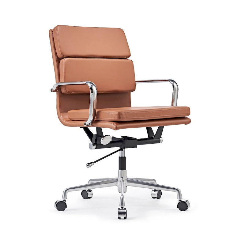 Chaise de Bureau Ergonomique en Cuir PU, Réglable avec Coussin Épaissi