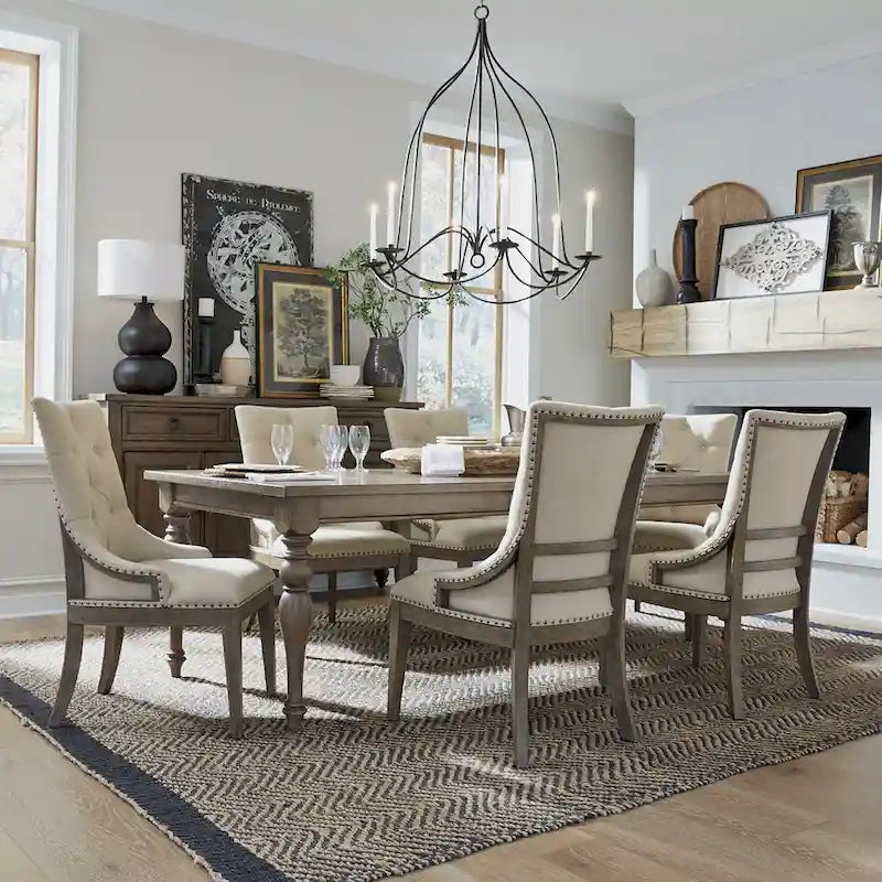 Ensemble de table à tréteaux taupe poussiéreux de style ferme americana avec chaises de salle à manger, diverses options