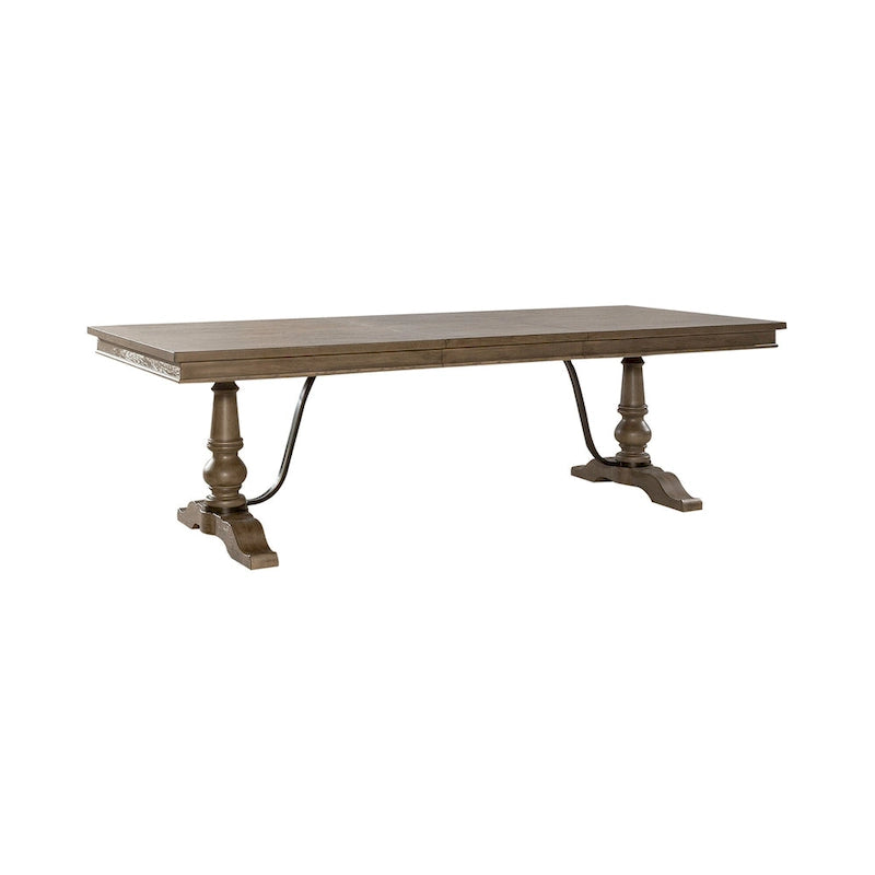 Ensemble de table à tréteaux taupe poussiéreux de style ferme americana avec chaises de salle à manger, diverses options